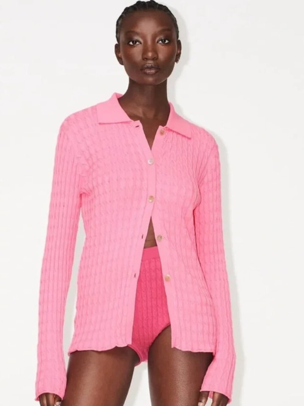 Zara Pink Cableknit Sweater - Size S